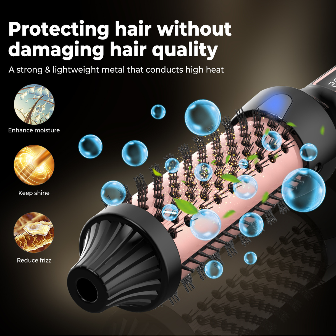 SukraGlow™ Venus Thermal Ionic Brush -  Volumizing Blowout Styler