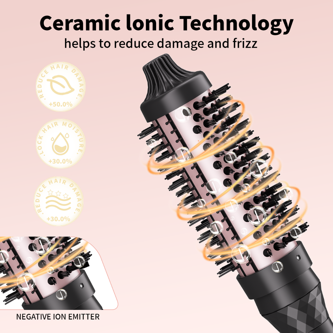 SukraGlow™ Venus Thermal Ionic Brush -  Volumizing Blowout Styler